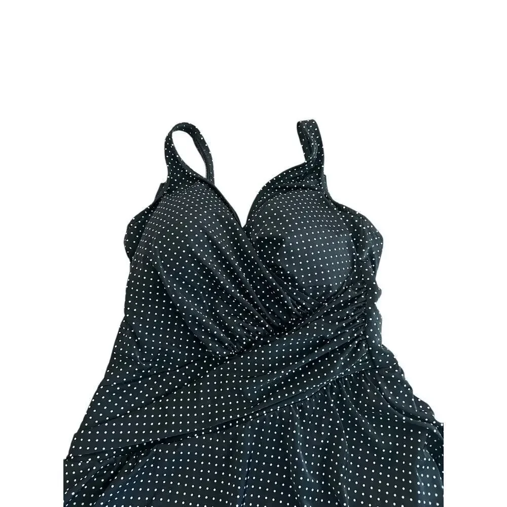 Miraclesuit Pin Point Marais Tummy Control V-Neck One Piece Swimsuit 16D